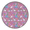 Pink Girly Unicorn Donut Pattern Print Round Floor Mat