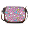 Pink Girly Unicorn Donut Pattern Print Saddle Bag