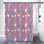 Pink Girly Unicorn Donut Pattern Print Shower Curtain