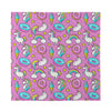 Pink Girly Unicorn Donut Pattern Print Silk Bandana