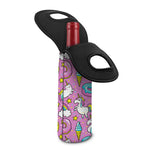 Pink Girly Unicorn Donut Pattern Print Single Neoprene Wine Tote