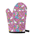 Pink Girly Unicorn Donut Pattern Print Single Oven Mitt