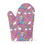 Pink Girly Unicorn Donut Pattern Print Single Oven Mitt