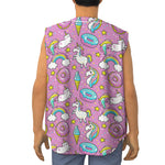 Pink Girly Unicorn Donut Pattern Print Sleeveless Baseball Jersey