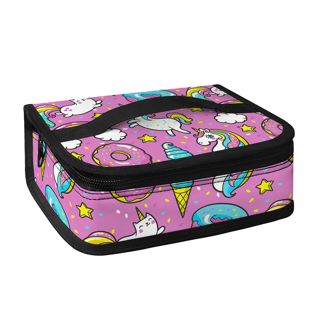 Pink Girly Unicorn Donut Pattern Print Small Lunch Bag