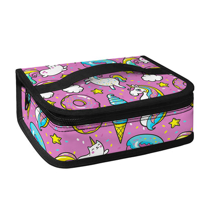 Pink Girly Unicorn Donut Pattern Print Small Lunch Bag