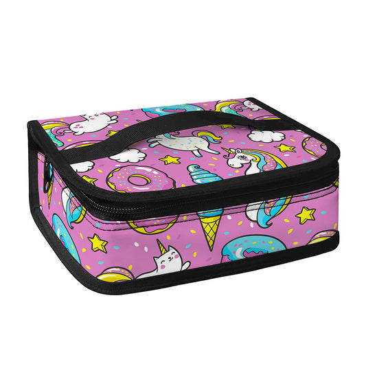 Pink Girly Unicorn Donut Pattern Print Small Lunch Bag