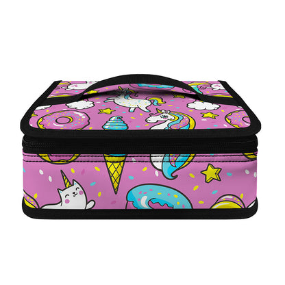 Pink Girly Unicorn Donut Pattern Print Small Lunch Bag