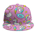 Pink Girly Unicorn Donut Pattern Print Snapback Cap