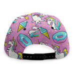 Pink Girly Unicorn Donut Pattern Print Snapback Cap