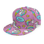 Pink Girly Unicorn Donut Pattern Print Snapback Cap