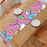 Pink Girly Unicorn Donut Pattern Print Table Runner