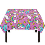 Pink Girly Unicorn Donut Pattern Print Tablecloth