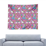 Pink Girly Unicorn Donut Pattern Print Tapestry