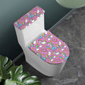 Pink Girly Unicorn Donut Pattern Print Toilet Lid And Tank Cover Set