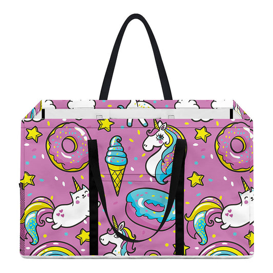 Pink Girly Unicorn Donut Pattern Print Utility Tote Bag