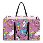 Pink Girly Unicorn Donut Pattern Print Utility Tote Bag