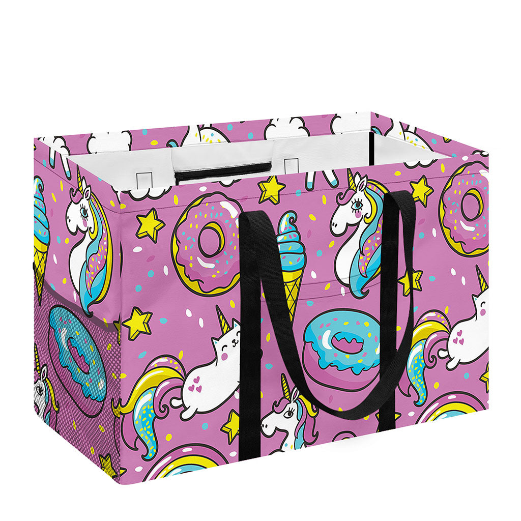 Pink Girly Unicorn Donut Pattern Print Utility Tote Bag