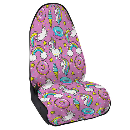 Pink Girly Unicorn Donut Pattern Print Waterproof Car Seat Cover