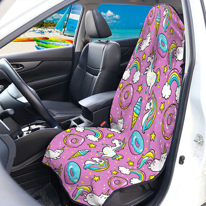 Pink Girly Unicorn Donut Pattern Print Waterproof Car Seat Cover