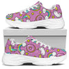 Pink Girly Unicorn Donut Pattern Print White Chunky Shoes