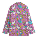 Pink Girly Unicorn Donut Pattern Print Women's Blazer