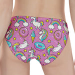 Pink Girly Unicorn Donut Pattern Print Women's Panties