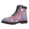 Pink Girly Unicorn Donut Pattern Print Work Boots