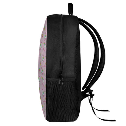 Pink Girly Unicorn Pattern Print 17 Inch Backpack
