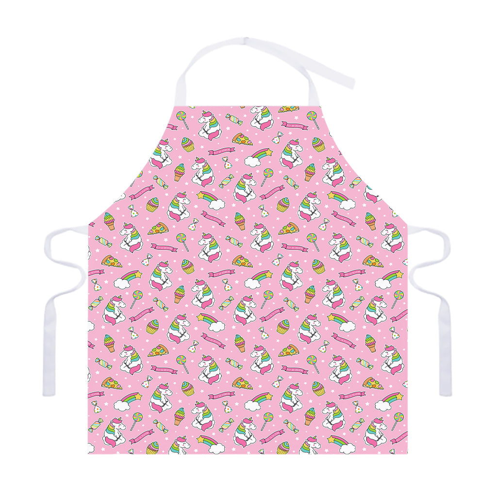 Pink Girly Unicorn Pattern Print Adjustable Apron