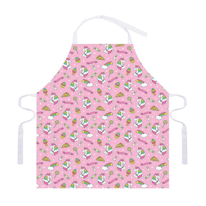 Pink Girly Unicorn Pattern Print Adjustable Apron