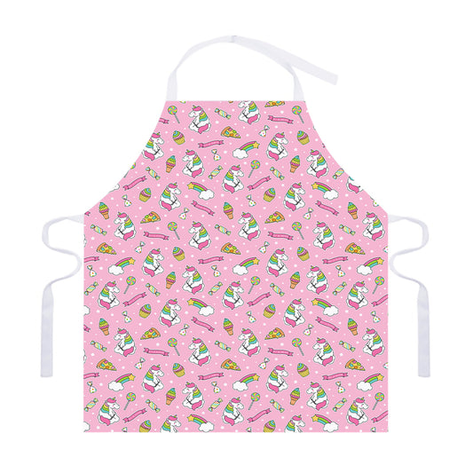 Pink Girly Unicorn Pattern Print Adjustable Apron