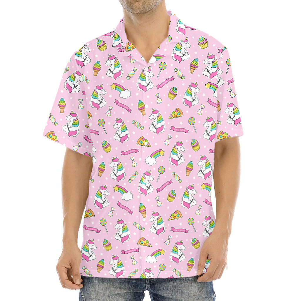 Pink Girly Unicorn Pattern Print Aloha Shirt