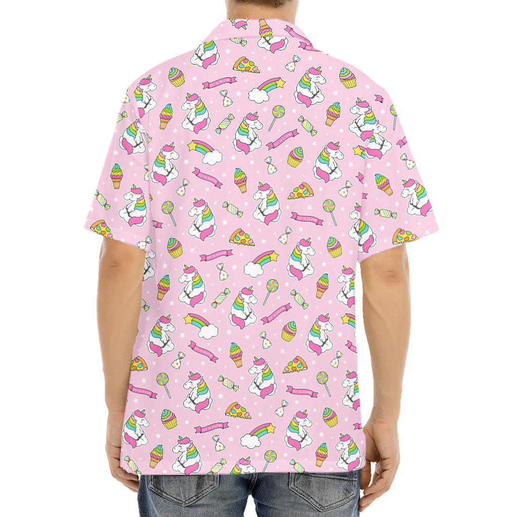 Pink Girly Unicorn Pattern Print Aloha Shirt