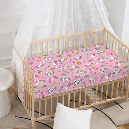 Pink Girly Unicorn Pattern Print Baby Crib Sheet