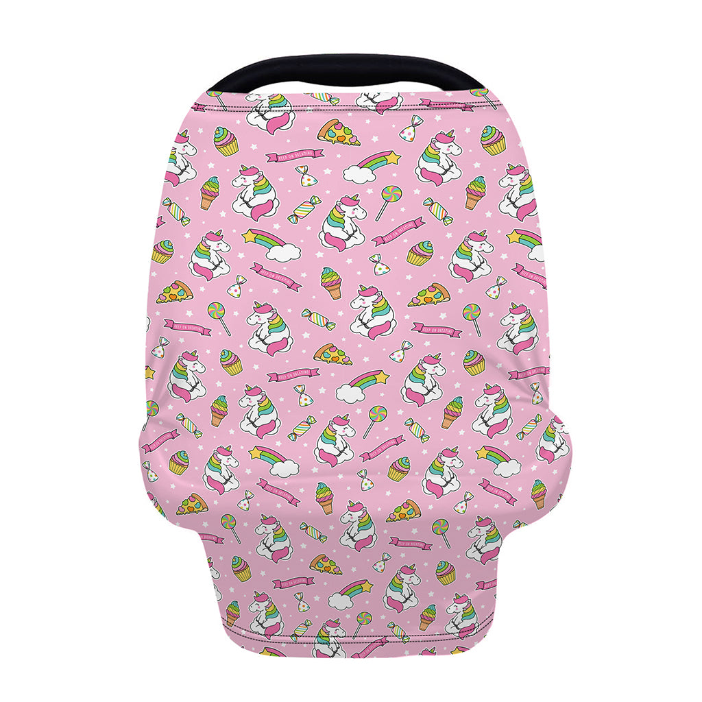 Pink Girly Unicorn Pattern Print Baby Seat Cover