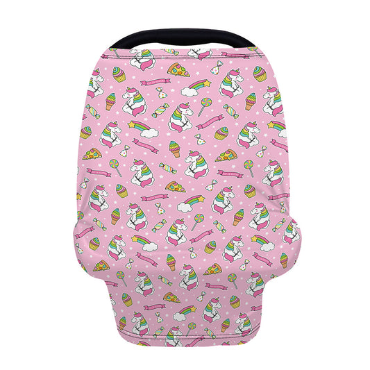 Pink Girly Unicorn Pattern Print Baby Seat Cover