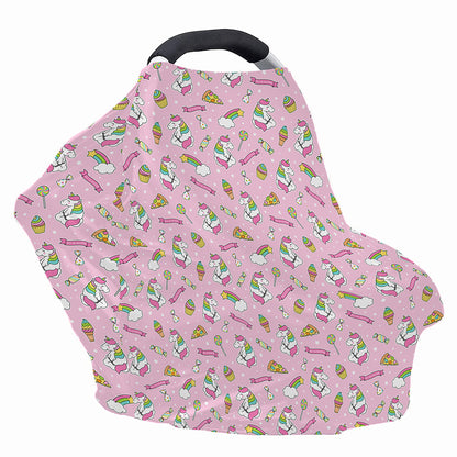 Pink Girly Unicorn Pattern Print Baby Seat Cover