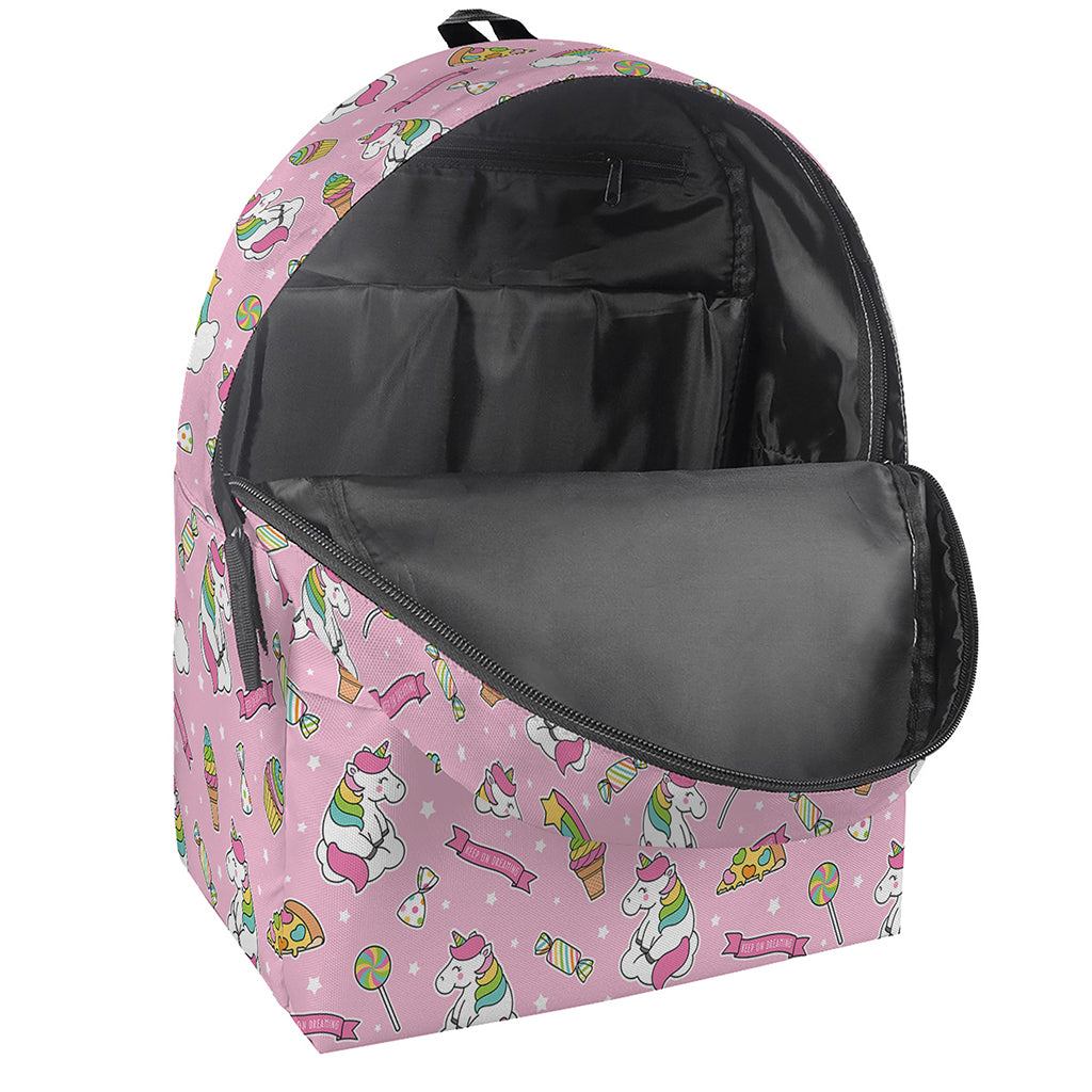 Pink Girly Unicorn Pattern Print Backpack