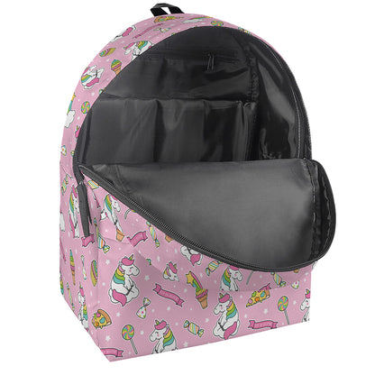 Pink Girly Unicorn Pattern Print Backpack