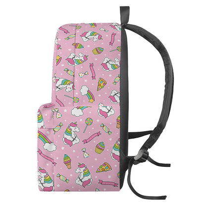Pink Girly Unicorn Pattern Print Backpack