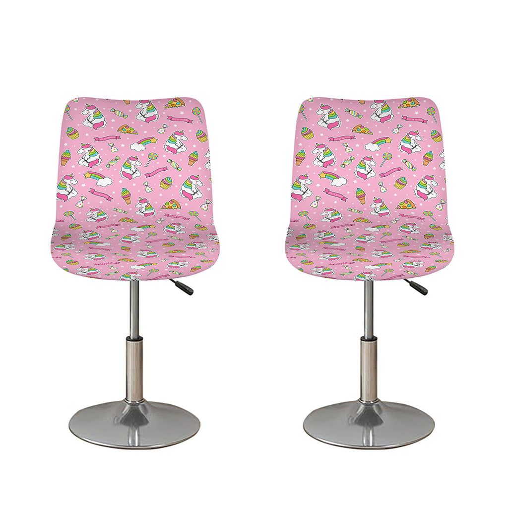 Pink Girly Unicorn Pattern Print Bar Stool Covers