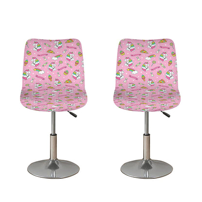 Pink Girly Unicorn Pattern Print Bar Stool Covers