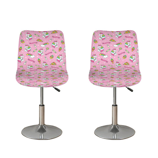 Pink Girly Unicorn Pattern Print Bar Stool Covers