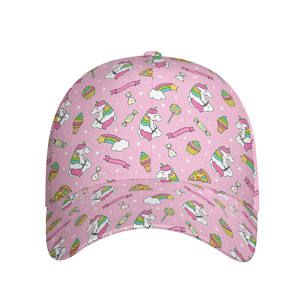 Pink Girly Unicorn Pattern Print Baseball Cap