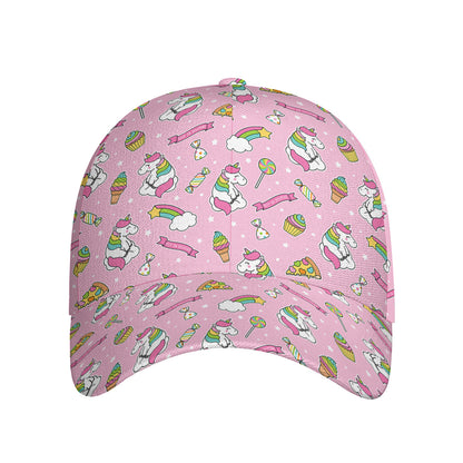 Pink Girly Unicorn Pattern Print Baseball Cap