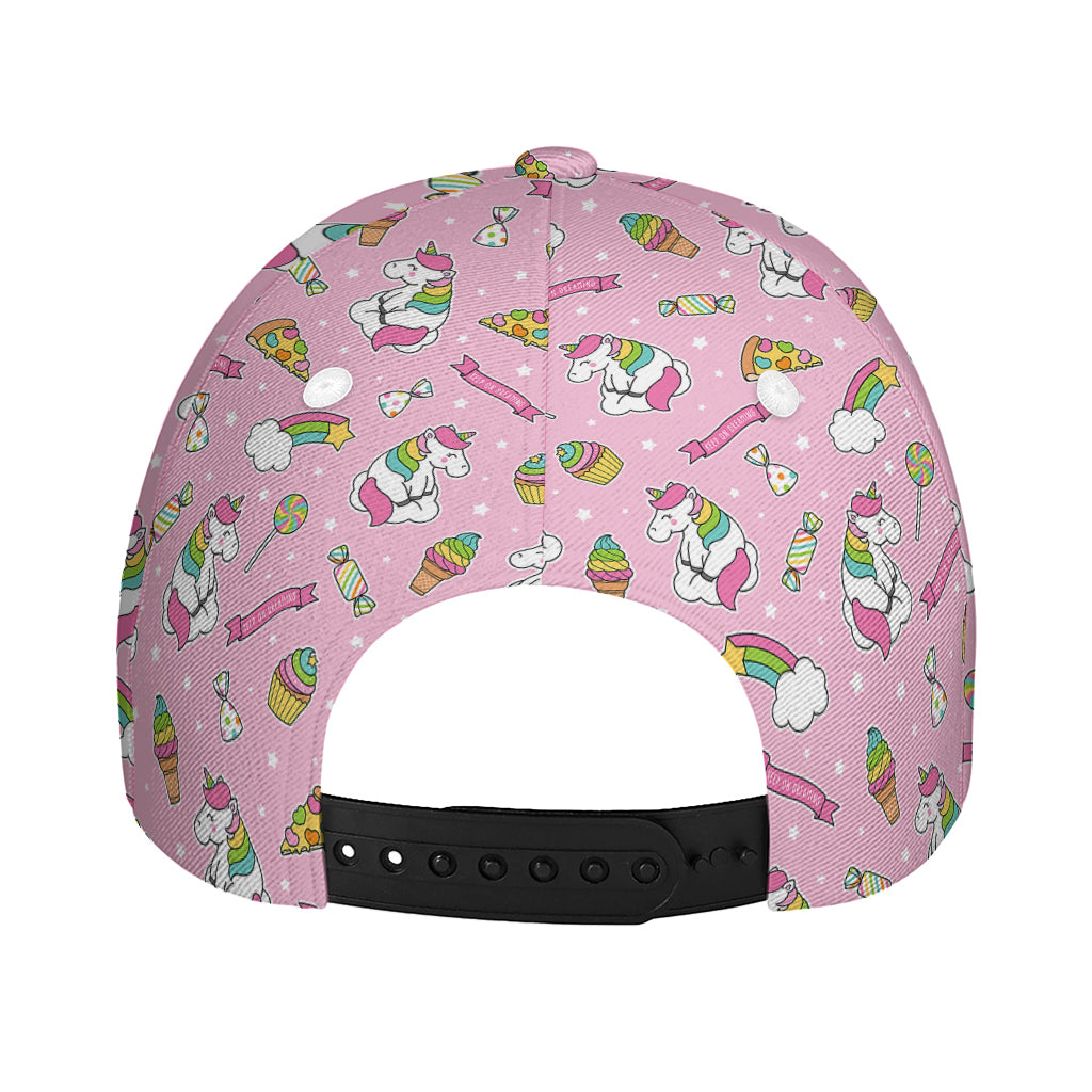 Pink Girly Unicorn Pattern Print Baseball Cap