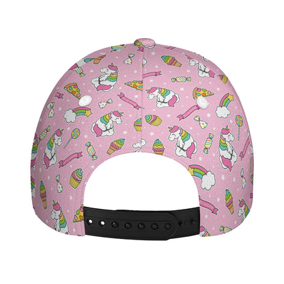 Pink Girly Unicorn Pattern Print Baseball Cap