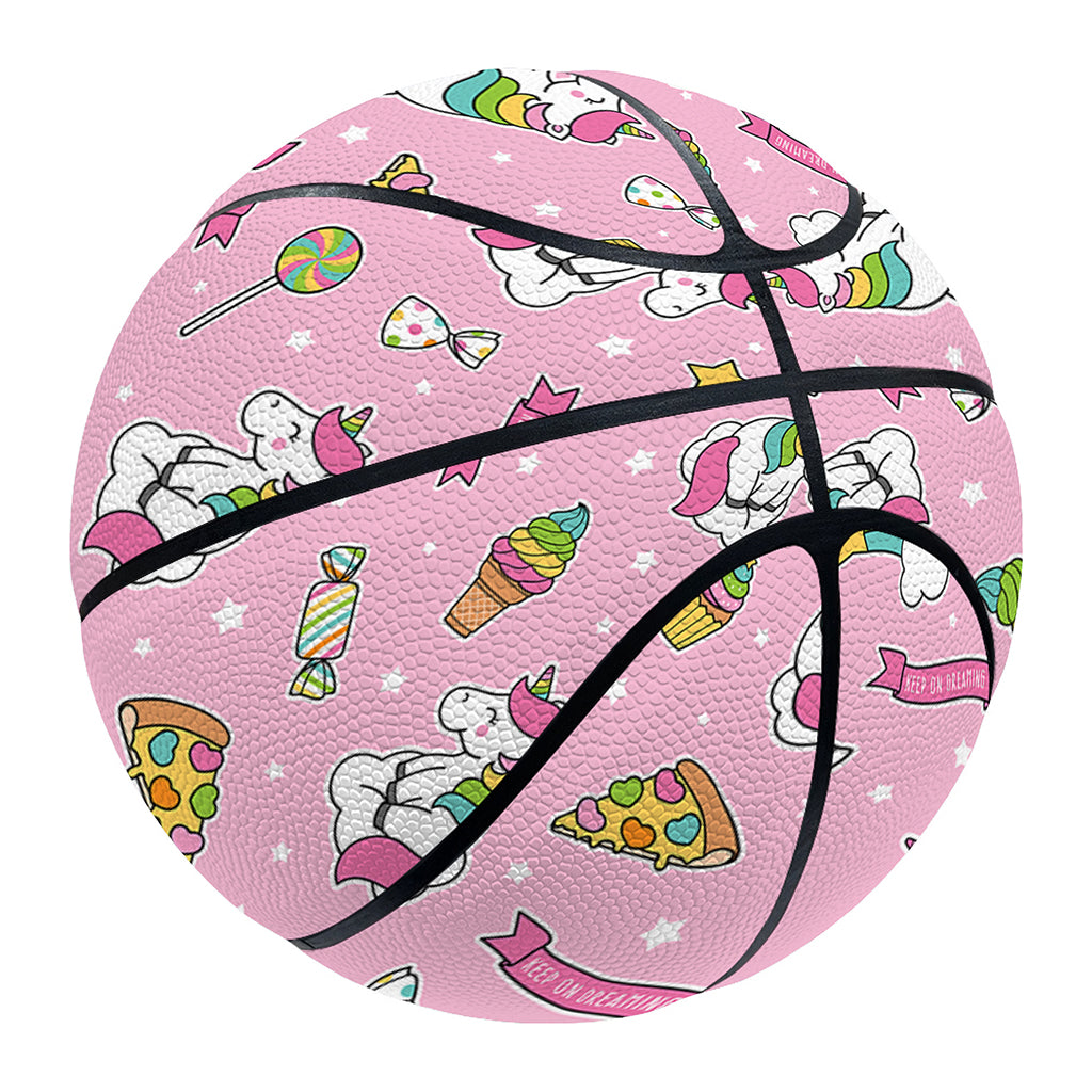 Pink Girly Unicorn Pattern Print Basketball
