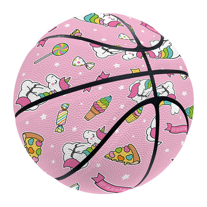 Pink Girly Unicorn Pattern Print Basketball